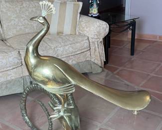 Huge Brass Peacock Figure Statue	25x6.5x28.5in	113056