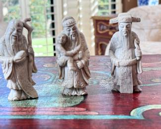 3pc Chinese Feng Shui Fuk Luk Sau Alabaster Gods of Wealth Statues	3.5in h	113039
