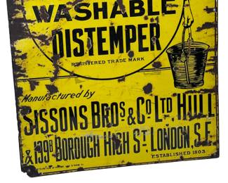 Prewar Hall's Sanitary Washable Distemper Porcelain Sign Paint Advertising Enamel	36x23.75in gauge: 2mm	124044