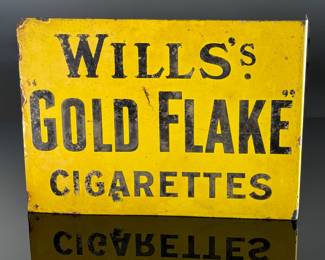 Antique Wills's Gold Flake Cigarettes Double Sided Enamel Flange Sign Advertising	11x15x1.5in Gauge: 3mm	124021