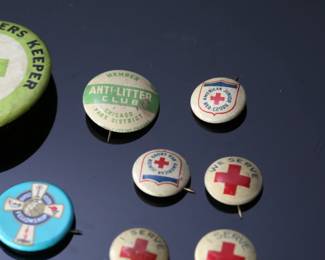 Lot of 16 Vintage Red Cross Christian Pin Back Buttons  pinbacks	Largest: 1.75in Diameter	119036
