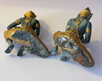 2pc Bronze Tibetan Musicians	5in H	113077
