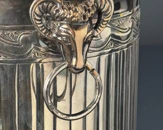 Royal Irish Silver Co. Sterling Silver 925 Champagne/Wine Cooler Ice Bucket Rams Head	7.75in H x 7.6in Diameter. Total width with handles: 8.5in.	112001

