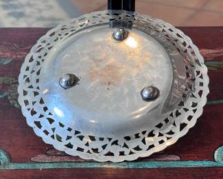 Ornate Etched Silver Plate Footed 800 silver	7in Diameter	113012
