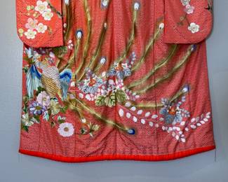 Huge Exceptional Embroidered Japanese Ceremonial/Wedding Uchikake Kimono Peacock Robe	71x54in	113048