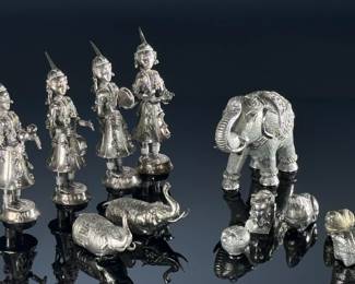 12pc Burmese Musicians  and Elephant Figures	Elephant: 5x3.5x7in	113099
