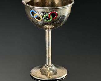 London 1948 Summer Olympics Sterling Silver Goblet Glass XIV Olympiad Trophy Souvenir	4.2in H x 2.85in Diameter	124120