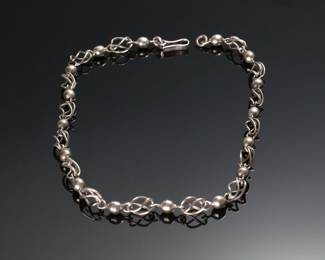 Sterling Silver Modernist Necklace & Bracelet Set	Necklace: 20in Long x 11mm Wide Bracelet: 7.5in Long x 9mm Wide	113115