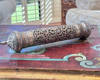 Judaica Silver Megillah Scroll Case	11.5in Long	113024
