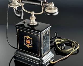 1920s Antique Danish Crank Telephone Jydsk Telefon Aktieselskab Phone	13x10x6in	124026