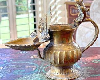 Antique Sukunda Lamp Nepali Oil Lamp	6.25in H	113030
