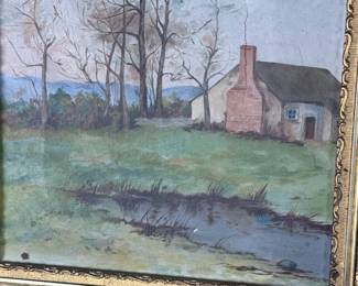 AS-IS Antique Painting House in the Country	Frame: 17.5x14.25x2.25in	124056
