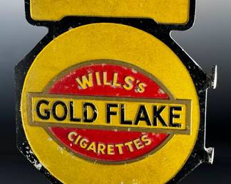 Wills's Gold Flake Cigarettes Double Sided Cast Aluminum Octagon Flange Sign Advertising	21.5x18.75x2.4in thickness: 0.65in	124033