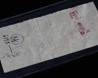 Signed Original 1952 Frank Lloyd Wright Bank Check	Check:2.5x5.8in	124003