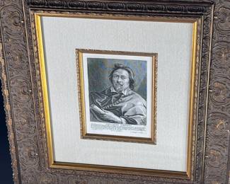 Framed Engraving Jacob Jordaens Self Portrait Etching with COA	Frame: 20.25x18.25x2in	124087
