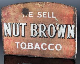 Antique Nut Brown Tobacco Double Sided Porcelain Flange Sign Enamel Advertising	13.5x17.75x1.75in Gauge: 2.5mm	124030