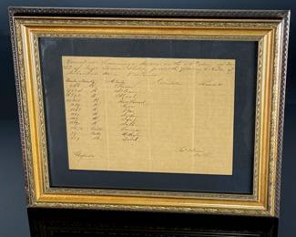 1863 Civil War Supply Receipt Chickamauga  Train Station /Depot Confederate	Frame: 14x17x1in	124086
