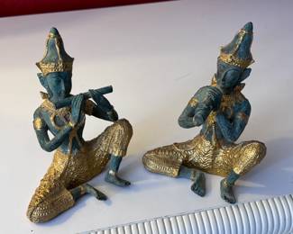 2pc Bronze Tibetan Musicians	5in H	113077
