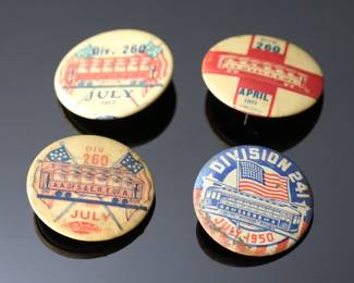 Lot of 4 1911-1950 Chicago Trolley Car AA of S & ERE of A Railway Union Pin Back Button pins	1.5in Diameter	119031
