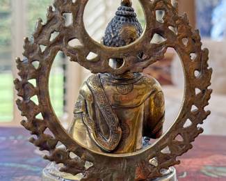 Vintage Brass Enthroned Buddha Statue	6.25in H	113027
