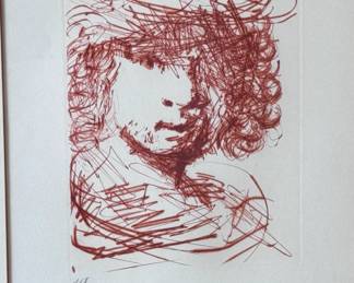Signed Numbered Salvador Dali Rembrandt Van Rijn Etching Framed Art	Frame: 18x15in	113081
