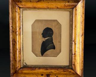 1828 Antique Silhouette Painting Gentleman's Profile	Frame: 9.5x8.5in	124055
