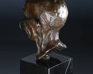 Mahatma Gandhi Bronze Bust Sculpture 1981 Martine Vaugel On Marble Base	14x9x8in	124001
