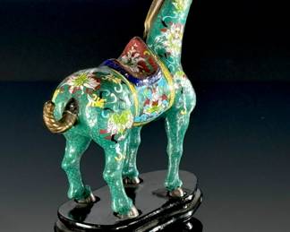 Vintage Chinese Cloisonne Tang Horse Green	9in H	113094
