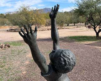 Life Size Life Size Boy Bronze Child Sculpture Roger Junk Statue Artist Made RJ 61.5in H x 23in W x 26in D	113122