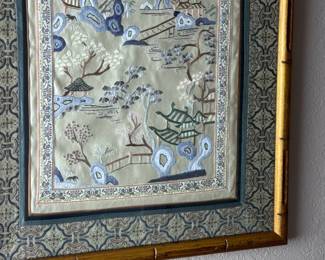 Framed Chinese Embroidered Silk Tapestry #1	17x14in	113084
