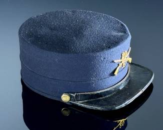 Late 1800s US Military Kepi Hat GF Foster Son & Co 20th Infantry Regiment E Company	3.5x7.75x9.25 Size: unmarked 6.5?	124112