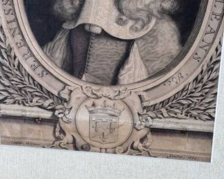 Antique Portrait of Charles Paris d’Orléans Duke of Longueville Jean Lenfant Engraver Litho Engraving Framed	Frame: 27.25x23.25x2.75in	124081
