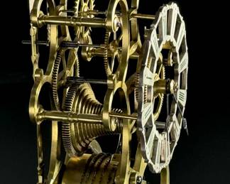 19th Century Antique English Brass Fusee Skeleton Clock With Glass Dome	15x6.125x6.125in	124062
