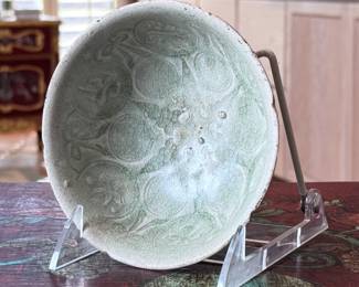 5in Antique Vietnamese Celadon Pottery Floral Pattern Bowl Qingbai Ware Longquan	2.25in H x 5.25in Diameter	113014