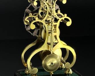 19th Century Antique English Brass Fusee Skeleton Clock With Glass Dome	15x6.125x6.125in	124062
