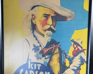 Vintage Parker and Watts Circus Poster Framed Kit Carson - Last of the Famous Scouts and Indian Fighters	Frame: 40.25x27x.05in	124092
