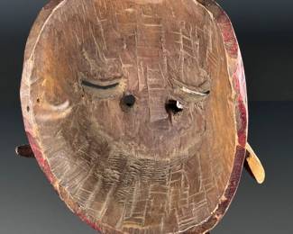 Hand Carved Wood Nepali Lakhey/Lakhe Demon Mask	8.75x8.25x4.5	124095
