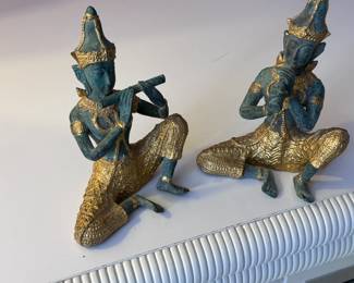 2pc Bronze Tibetan Musicians	5in H	113077
