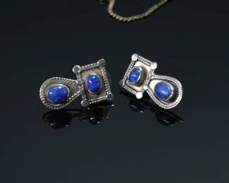 3 Piece Silver & Lapis Jewelry Set Ring Pendant & Earrings	Ring: 7.5 Pendant : 45x17x11mm 27x15mm	113116
