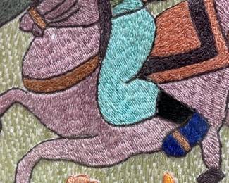 Vintage Inda Silk Embroidery Art  55/250	Frame:13x16in	113073

