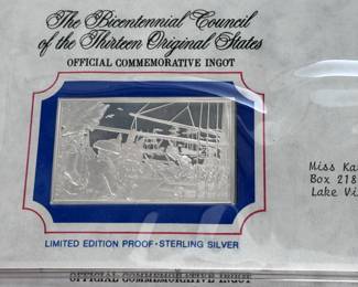 Sterling Silver 1st Edition Bicentennial Ingot Proof Set 70 Piece Complete 13 Original States Franklin Mint	4x10.5x17.5in	119041

