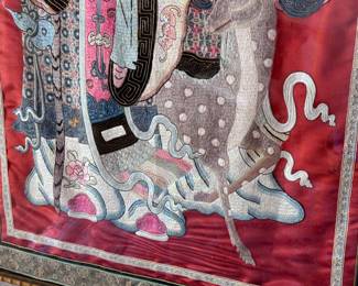 Chinese Silk Embroidery Shoulao with Woman Framed Art	Frame: 59.5x33.5	113055