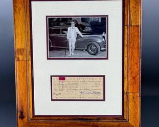 Signed Original Frank Lloyd Wright Framed Bank Check & Photo 1952 Mercedes 300 Sedan	Frame: 17.25x14.25x1in	124088
