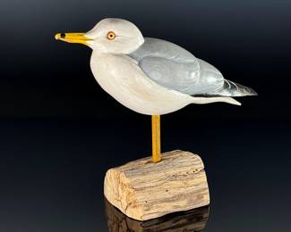 Robert Guge Carved Wood Bird Ring Billed Gull  Seagull	11in H	113103