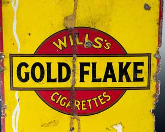 Antique Original Wills's Gold Flake Cigarette Porcelain Sign Enamel Advertising	36x18in Gauge: 2.5mm	124037