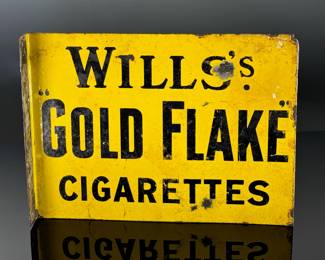 Antique Wills's Gold Flake Cigarettes Double Sided Enamel Flange Sign Advertising	11x15x1.5in Gauge: 3mm	124021
