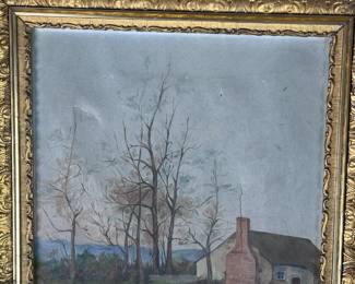 AS-IS Antique Painting House in the Country	Frame: 17.5x14.25x2.25in	124056
