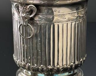 Royal Irish Silver Co. Sterling Silver 925 Champagne/Wine Cooler Ice Bucket Rams Head	7.75in H x 7.6in Diameter. Total width with handles: 8.5in.	112001
