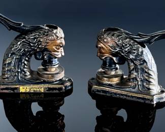 Lot of 2 Antique Cast Iron Embosser Seal Stamp Press Lion Head District of Ohio Port of Lorain	6x2x7.5in	124102