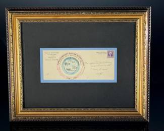 *Rare* 1937 Framed Amelia Earhart 1st Airmail Cover Cachet Letter USCG Cutter Itasca  Howland to Oahu	Frame: 14x17x1in	124099
